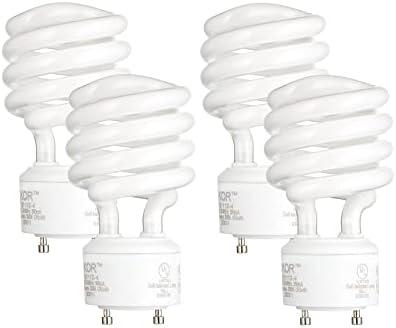 KOR (Pack of 3 ) 23 Watt Mini Spiral - GU24 Base - (100W Equivalent) - T2 Mini-Twist - CFL Light Bulb (Soft White (2700K))
