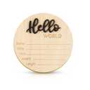 Baby Announcement Sign, 5.9 Inch Wooden Hello World Newborn Welcome Sign Birth Baby Name Plaques for Photo Props Baby Shower Hospital Nursery(Black)