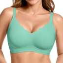 OEAK Womens Wireless Jelly Bras Push Up Bralette Full Coverage No Underwire Bra Comfortable Everyday Seamless Tshirt Bras Large, Mint Green
