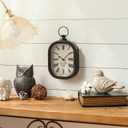 NIKKY HOME Small Retro Black Wall Clock, Silent Battery Operated Vintage Metal Rectangle Analog Hanging Clock for Bathroom Kitchen Living Room Bedroom Office (10.6" H x 6" W)