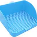 Rat Small Litter Box, 10"x8" Square Corner Litter Box Training Pan with Grid Potty Tray Toilet for Cage Small Animal/Rabbit/Guinea Pig/Bunny/Ferret (Blue)