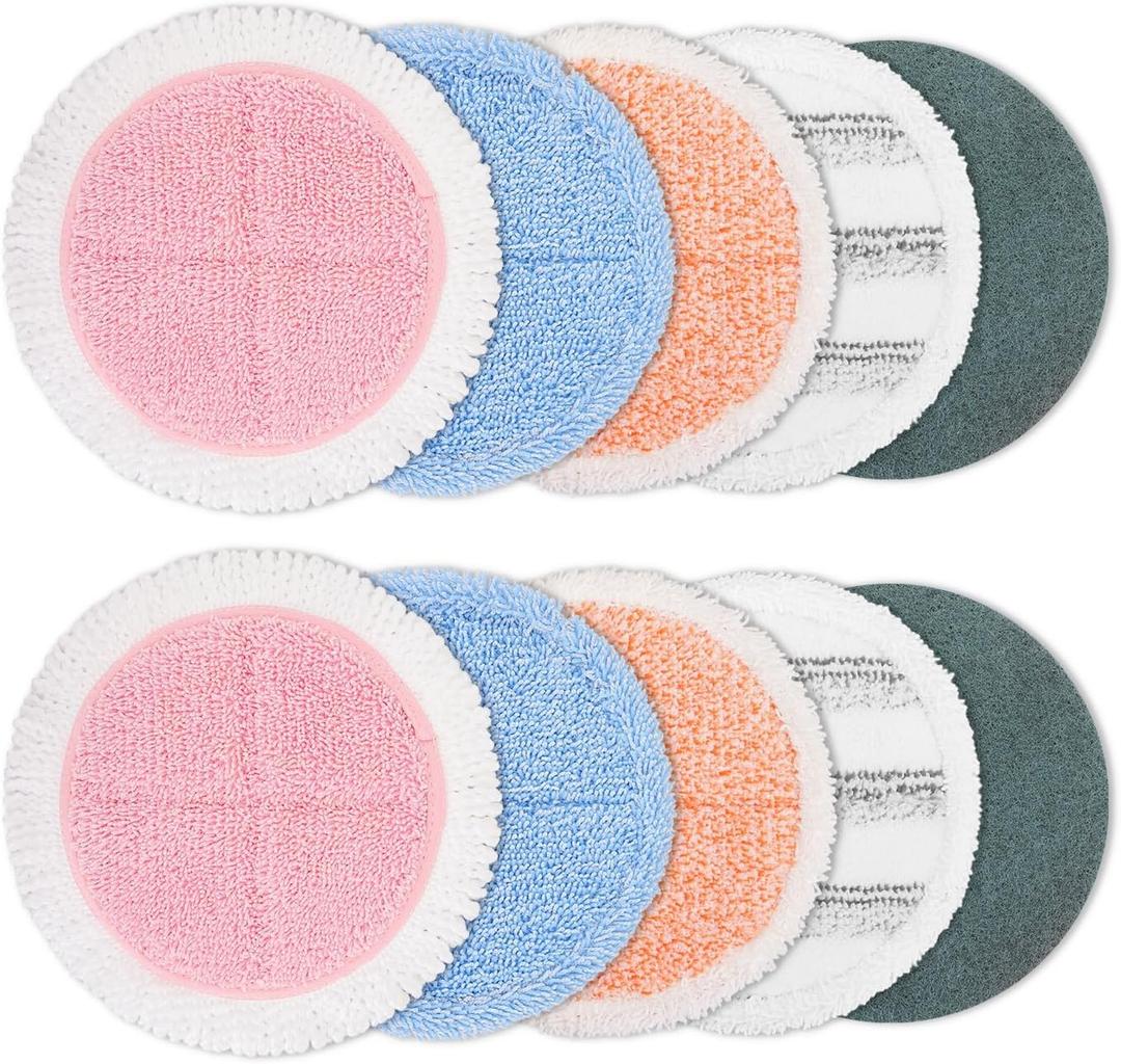 10 Pack Electric Mop Pads, 6.3/6 Inch Spin Power Mop Replacement Pads for bissell/alfabot/vmai/teko/eous/vm6/devoac/kactor/redkey/gobot/devoac/shark- Round Spinwave Spin Mop Pads for Floor Cleaning