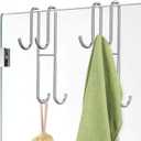 Cerbonny Shower Door Hooks, 2 Pack Double Towel Hooks for Bathroom Frameless Glass Shower Door, Heavy Duty Stainless Steel Bathroom Hanger without PerforationSilver (7in)