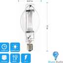 Bluex Bulbs (2 Pack MH1000/U/BT37 1000W Metal Halide Bulb Mogul Base (E39) - BT37 Clear M47 HID Lamp 110,000 Lumens 4000K