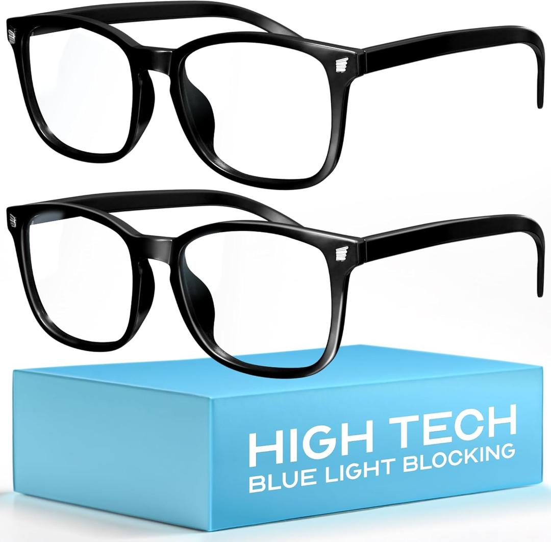 livho High Tech Blue Light Glasses - Advanced Blue Light Blocking Computer Glasses - Screen Fatigue & UV Protection (*B11 Light Black X 2)
