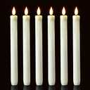 Homemory 6 Pack Flameless Taper Candles, No Remote, Realistic Flickering Battery Operated Candlesticks, White LED Plastic Candle Safe for Weddings, Table Decor, Christmas, and Halloween