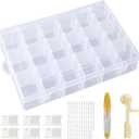 Embroidery Floss Organizer Cross Stitch Thread Storage Box Tools with 120 Pieces Floss Bobbins, Bobbin Winder, Scissor and Colour Stickers,Removable 18 Compartments Big Size Case