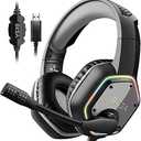 EKSA E1000 USB Gaming Headset for PC, Computer Headphones with Microphone/Mic Noise Cancelling, 7.1 Surround Sound, RGB Light - Wired Headphones for PS4, PS5 Console, Laptop, Call Center