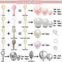 Pearl White and Pink Balloon Arch Double Stuffed Light Pink White Silver Balloon Garland with Sliver Foil Latex Balloons for Neutral Birthday Baby Girl Bridal Shower Wedding Party Decoration