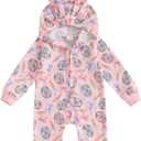 Newborn Baby Boy Easter Outfit Bunny Ear Hooded Long Sleeve Romper Jumpsuit Baby Girl Boy Spring Clothes (Pink, XS)