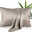 King Pillow Cases, Derived from Bamboo Viscose, Cooling Pillowcases, Breathable & Wicking Pillow Covers for Hot Sleepers, Envelope Closure, Taupe, 2 Pack, 20x40IN