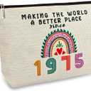 Ancpeany 50th Birthday Gifts for Her, Funny 1975 50th Birthday Decorations Makeup Bag, Anniversary 50 Old Year Gift Ideas for Women, Wife, Sister, Mom, Aunt, Cool Cosmetic Travel Bag for Mothers Day