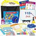 Pretend Play Teacher Set for Kids, Classroom Role Playset with Whiteboard, Magnetic Numbers, Alphabet Posters, USA Maps, Money Games, Teacher Supplies Educational Toys Gift for Boys Girls
