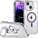 WOGROO for iPhone 11 Case, [Compatible with MagSafe], Magnetic Kickstand Case for Women Girls, Case for iPhone 11, 6.1", Clear Purple