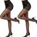 Yilanmy Run Resistant Control Top Pantyhose 15D Sheer High Waist Tights With Reinforced Toes, M