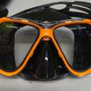 Greatever Dry Snorkel Set,Panoramic Wide View,Anti-Fog Scuba Diving Mask,Professional Snorkeling Gear (Adults, Black Orange)