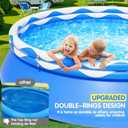 Upgraded Double Rings Inflatable Above Ground Swimming Pool Easy Set for Adults, Inflatable Top Rings Above Ground Swimming Pool, Water Ripple Print, 500 Gal Capacity (8ftx25in)