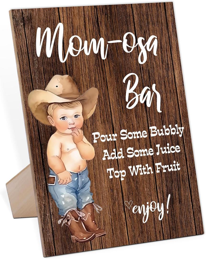 Mom-osa Bar Cowboy Shower Sign,Wooden Game Sign With Stand,Baby Shower Decoration,Baby Shower Welcome Sign,Bar Decoration,Party Favors Supplies,Gender Reveal Decoration Ideas-32