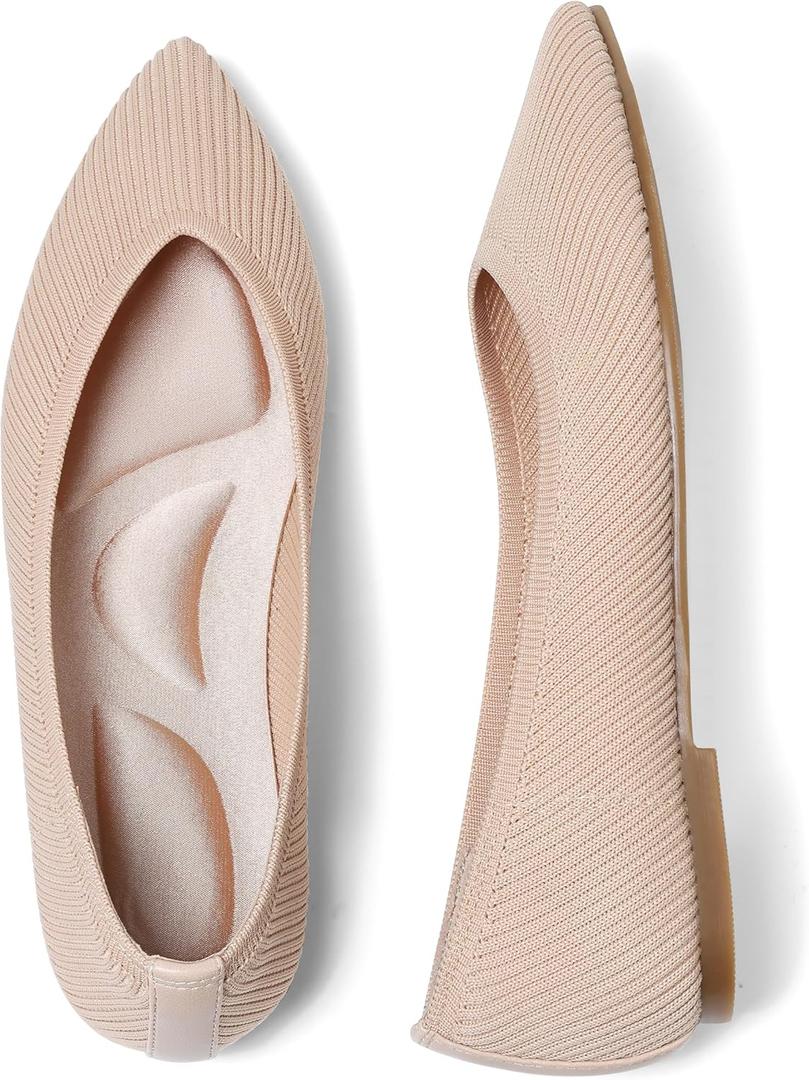 CELNEPHO Red Women's Comfortable Knit Mary Jane Flats - Pointed Toe, Slip On, Arch Support, Washable, Casual & Dressy Shoes - US Size 11 (5.5, Nude) CELNEPHO Red Women's Comfortable Knit Mary Jane Flats - Pointed Toe, Slip On, Arch Support, Washable, Casual & Dressy Shoes - US Size 11 (5.5, Nude)