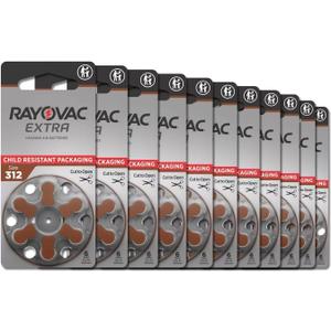 Rayovac 60 x Size 312 Rayovac Extra Advanced Hearing Aid Batteries 8 pack