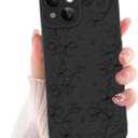 ZIYE for iPhone 15 Plus Case Flower Floral Pattern for Women Girls Slim Soft TPU Camera Protection Cute Cover Designed for iPhone 15 Plus 6.7 Inch, Black
