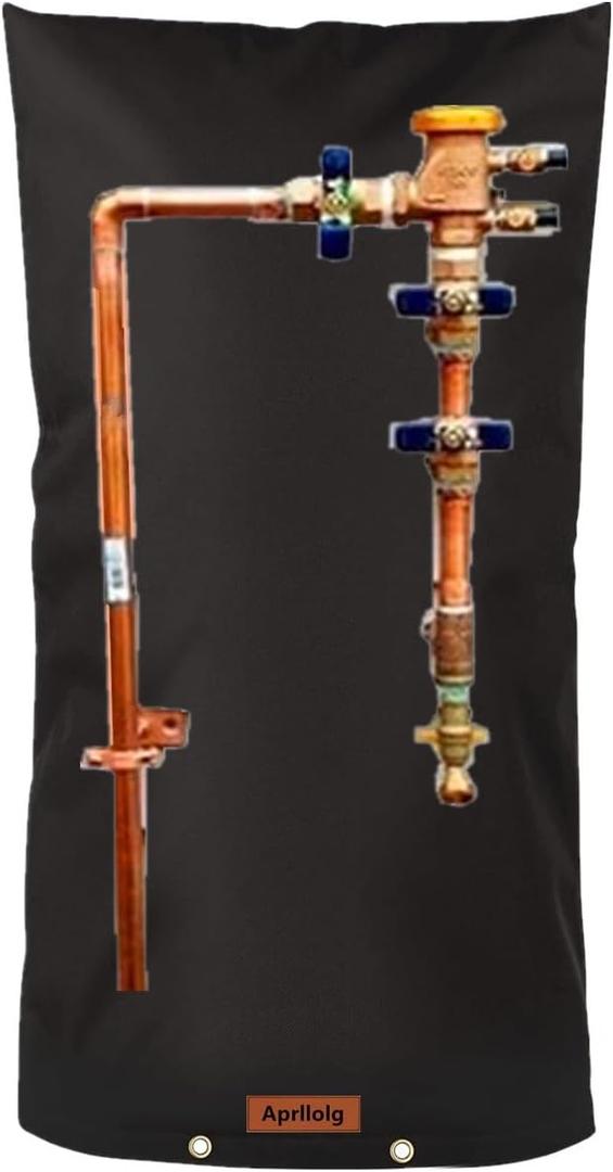Backflow Preventer Insulation Cover, Pipe Insulation Covers Winter Freeze Protection,Irrigation Sprinkler Valve / Water Well Pump Insulated Pouch for Outside (Black, 14" W x 26" H)