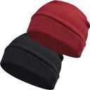 Headshion Fleece Hat Watch Cap 2 Pack Thick Skull Cap Helmet Liner Winter Warm Beanie