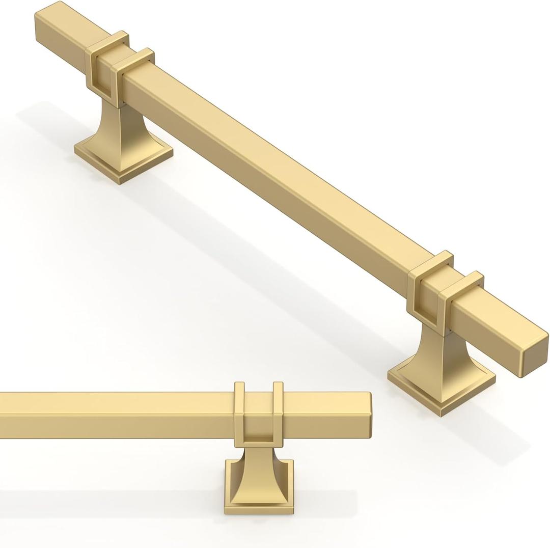 10 Pack Brushed Gold Cabinet Pulls 5 Inch(128mm) Kitchen Cupboard Handles Drawer Pulls (5" Hole Center)