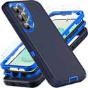 for Samsung Galaxy S25 Plus Case, Military Grade 3 in 1 Heavy Duty Shockproof/Drop Proof/Dust Proof Case with 2Pcs Tempered Glass Screen Protector & 1PcsCamera Lens Protector (Navy Blue)