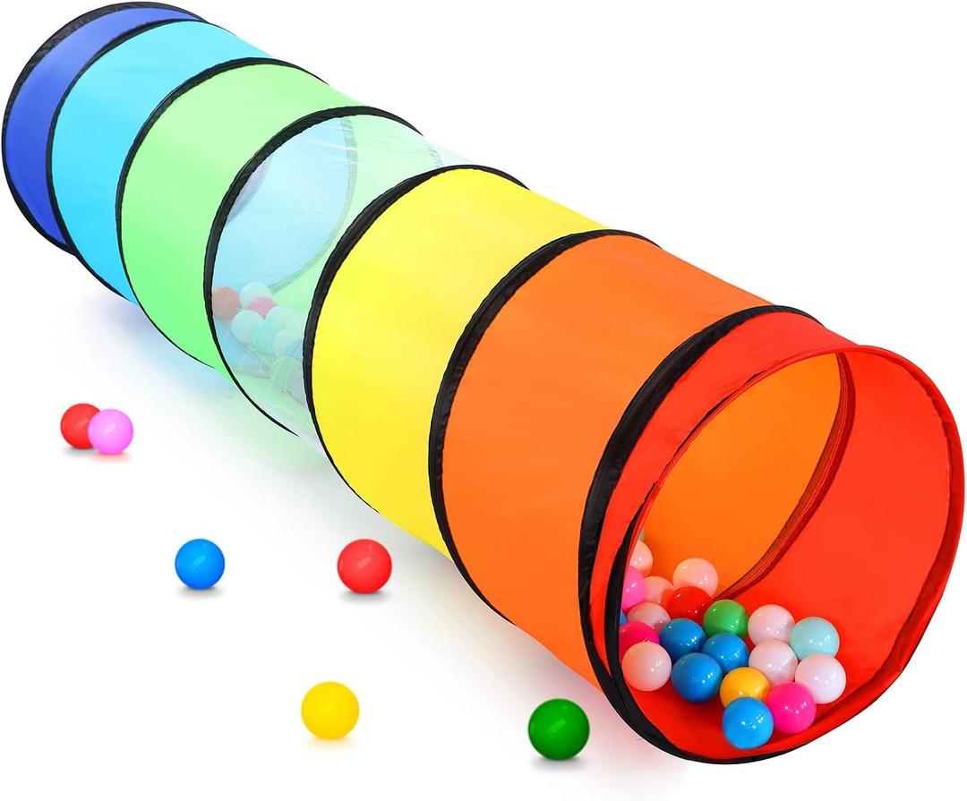 Kids Play Tunnel Tent for Toddlers, Colorful Pop Up Crawl Tunnel Toy for Baby or Pet with Breathable Mesh, Collapsible Gift for Boy and Girl Play Tunnel Indoor and Outdoor Game, 18.1D x 69L inches