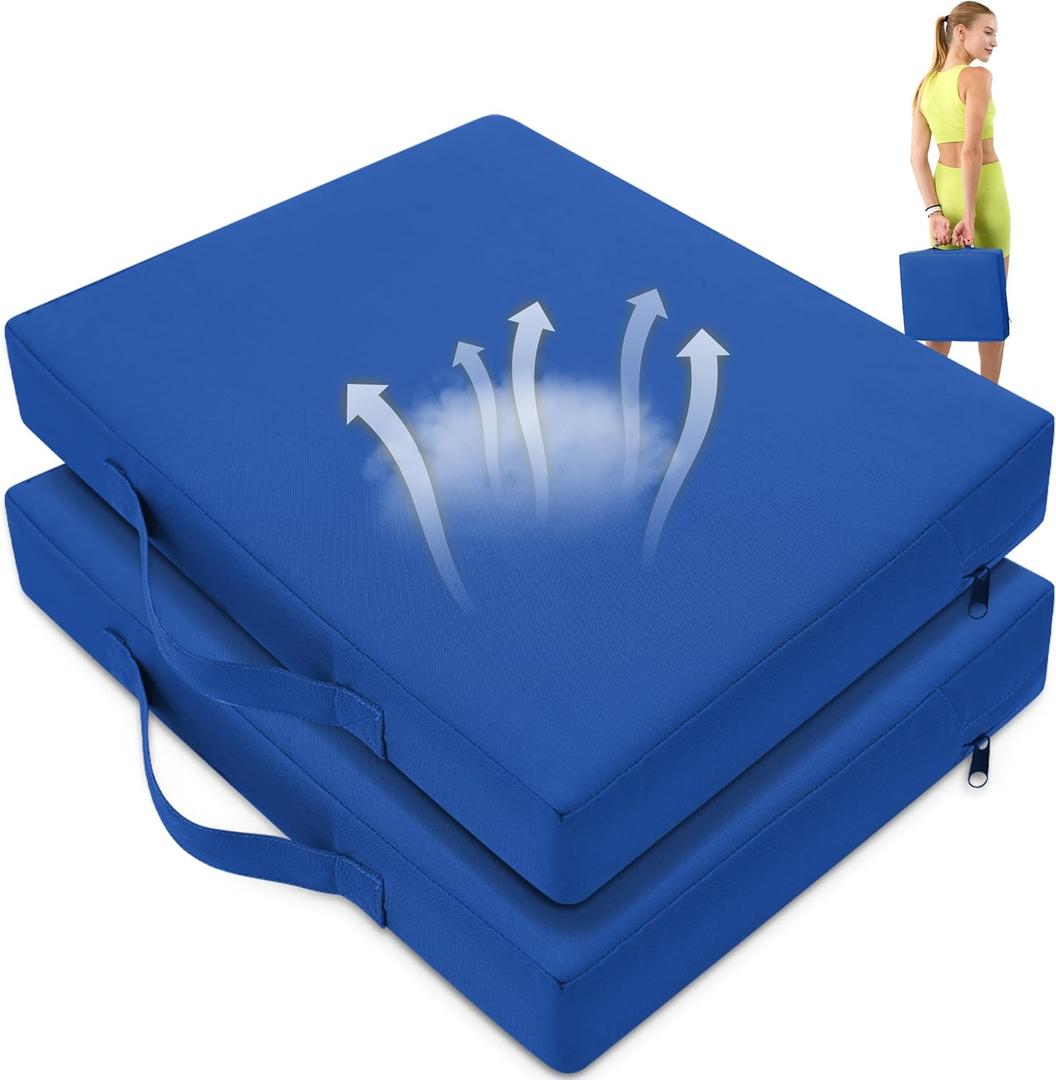 2 Pcs Stadium Seat Cushions Water-Repellent Bleacher Seat Cushions Indoor & Outdoor Seat Cushion for Bleachers Portable Stadium Cushion for Sports Events, Office Chairs, Beaches (Blue)