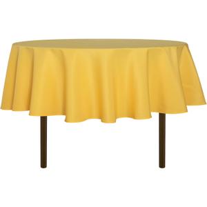 sancua Round Tablecloth - 80 Inch - Water Resistant Spill Proof Washable Polyester Table Cloth Decorative Fabric Table Cover for Dining Tables, Buffet Parties and Camping, Yellow