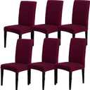 SearchI Chair Covers for Dining Room Set of 6, Stretch Jacquard Kitchen Parsons Chair Covers,Washable Spandex Dining Chair Slipcovers Seat Protector for Hotel,Banquet,Ceremony（Wine Red）