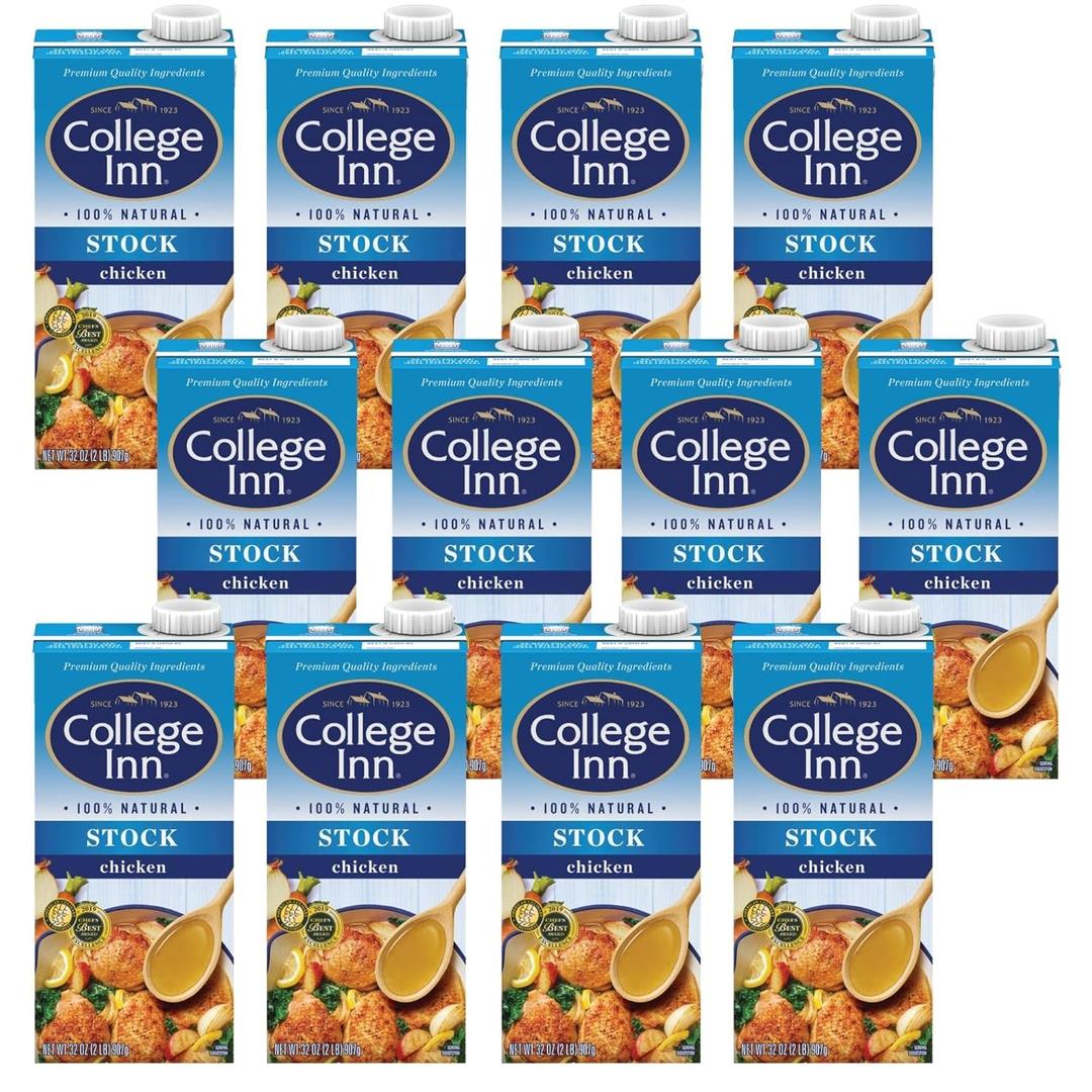 COLLEGE INN Chicken Stock, 32 oz (Pack of 12) Carton, BBD 01 APR 2026