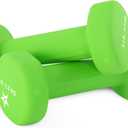 Yes4All Neoprene Coated Dumbbell Hand Weight Sets of 2 - Multiple Weight Options with 15 Colors, Anti-roll, Anti-Slip, Hexagon Shape (3 lbs (Pair), B. Light Green)