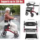 Rollator Walker for Seniors/Adults Foldable Rolling Walker with Seat 330 lbs Capacity 4 Big 8 inch Wheels Hand Grips Adjustable Height Lightweight Aluminum Walker 7205(Red)