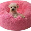 Modern Soft Plush Round Pet Bed for Cats or Small Dogs, Mini Medium Sized Dog Cat Bed Self Warming Autumn Winter Indoor Snooze Sleeping Cozy Kitty Teddy Kennel (20'' D x 8'' H, Hot Pink)