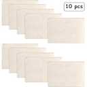 Gejoy 10 Pieces Cosmetic Canvas Pouch Bag Multipurpose Makeup Bag with Zipper Cotton Canvas Travel Toiletry Pouch DIY Craft(M, Beige)