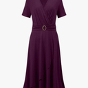 Women's V-Neck High Waist Elegant Short Sleeve Spring Summer Size 14 L