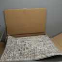 Machine Washable Rugs for Living Room: 9x12 Area Rugs for Bedroom Vintage Stain Resistant Non Slip Low Pile Lightweight Boho Carpet for Kitchen Dining Room Farmhouse Kids Room Nursery (Brown and Grey)