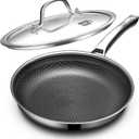 Non Stick Frying Pans, 12 inch with Lid Hybrid Frying Pans Nonstick,non stick Stainless Steel Skillets, Dishwasher/Oven Safe Cookware, Induction Compatible, PFOA Free Cookware