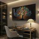 Large Framed Tree of Life Wall Art for Living Room, Modern Contemporary Tree Painting Prints Artwork for Walls, Dark Colorful Elegant Picture for Bedroom Kitchen Office Dining Room Wall Decor, 30x60
