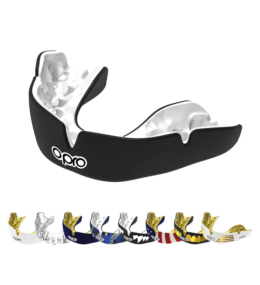 OPRO Instant Custom-Fit Mouth Guard – Dentist-Grade Comfort – Moldable Sports Mouthpiece for Boxing, Wrestling, MMA, Lacrosse & UFC – Impact-Resistant Gum Shield with Case – (Black/White, Adult)