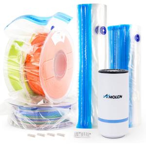 AMOLEN 28PCS Filament Vacuum Storage Kit with Automatic Pump, 16 Bags with Two Sizes Vacuum Sealed Bags for 3D Filament, Spool Sealing for Keeping Dry and Clean