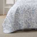 Laura Ashley - Twin Quilt Set, Soft Cotton Bedding with Reversible Design, Medium Weight for Year Round Use, 2 Piece Bed Set with Matching Pillowcase (Amberley Blue)