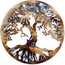 Tree Of Life Metal Art Wall Decor, 23.5 inches, Heat Colored