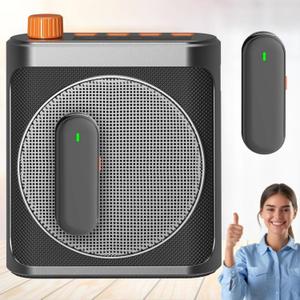 Voice Amplifier Wireless Microphone for Teachers/Classroom/Yoga/Meeting Portable Bluetooth Speaker with 2pcs Clip-On Magnetic Wireless Lavalier Lapel Microphones Black Mini Megaphone Speaker PA System