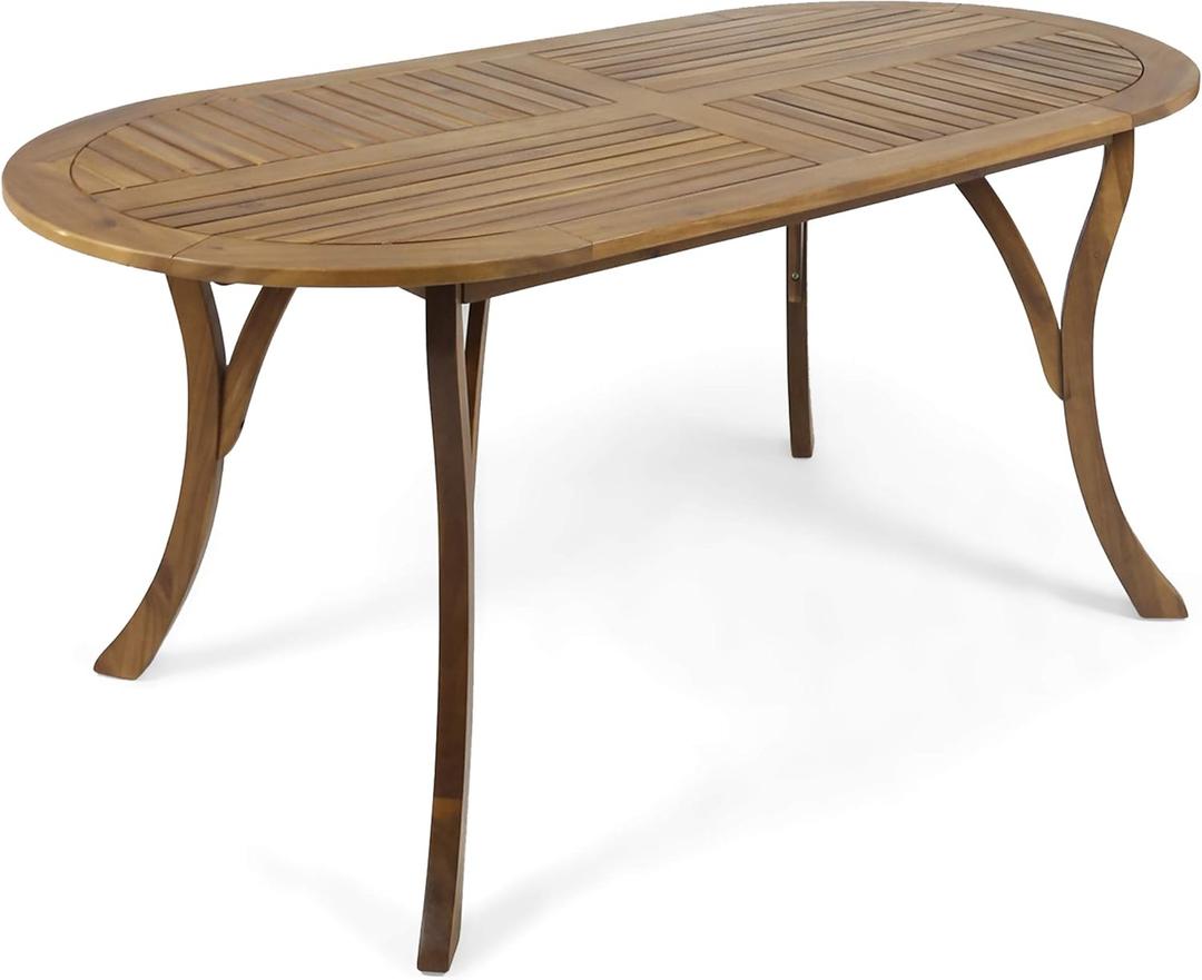 Christopher Knight Home Baia Outdoor 70" Oval Acacia Wood Dining Table, Teak