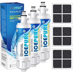 ICEPURE RWF1200A Replacement for LG LT700P, ADQ36006101, Kenmore Elite 9690, ADQ36006102, 46-9690 469690, ADQ36006101-S, LFXS30766S, WSL-3, FML-3, Refrigerator Water and LT120F Fresh Air Filte, 3 
