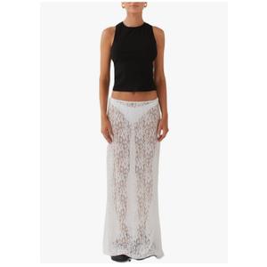 Qelvarine Women Lace Long Skirt Satin High Waist A-line Midi Skirt Y2K Summer Elegant Beach Party Maxi Skirts XL